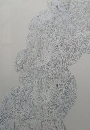 Wavy, White, And Grey Pattern Abstract Oil Painting